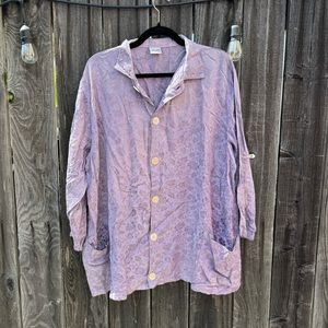 Cp Shades Sausalito Lavender Purple Embossed Button Down Tunic Shirt size medium